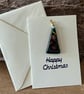 Unique Handcrafted Christmas Card with Artisan Fused Glass Tree Keepsake - Image 1