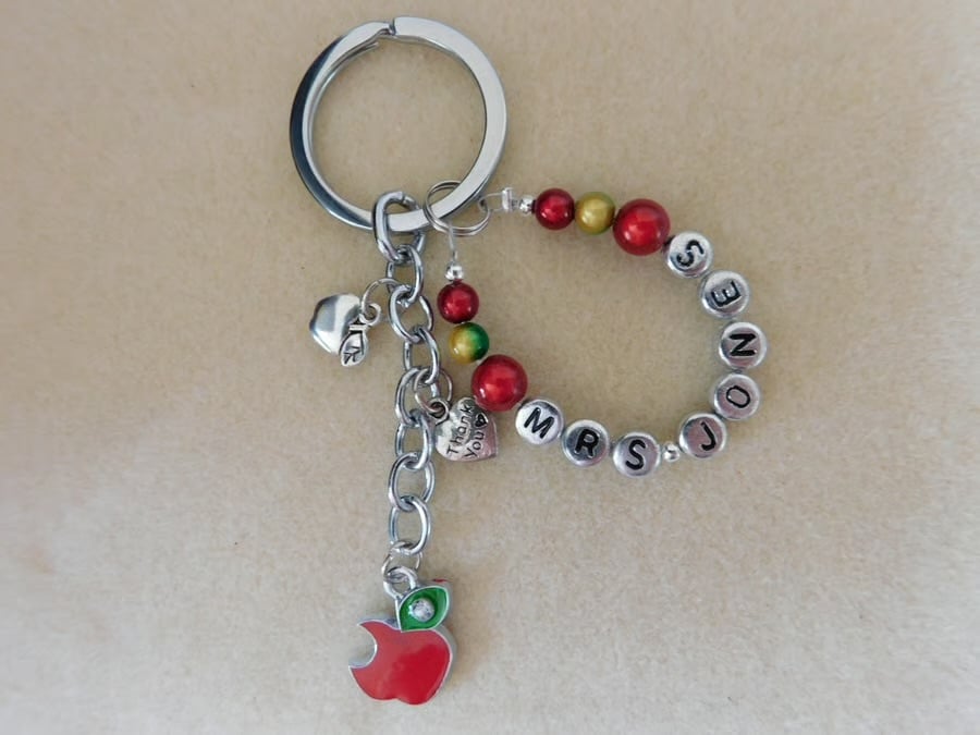Teacher Thank You Keyring Bag Charm Personalised