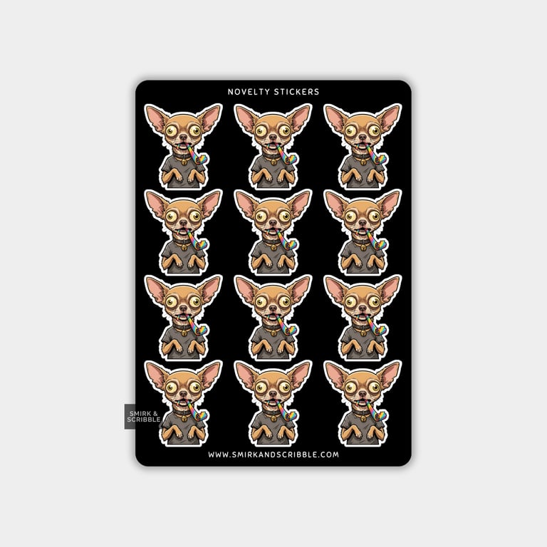 Funny Vinyl Sticker Sheet For Adults - Cheeky Chihuahua