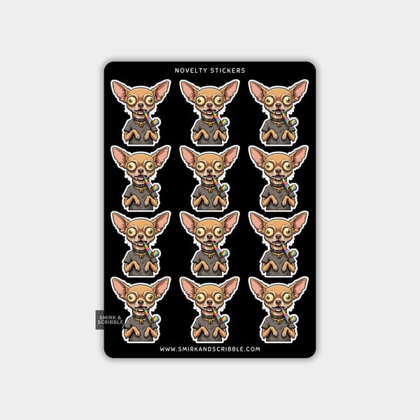 Funny Vinyl Sticker Sheet For Adults - Cheeky Chihuahua