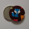 Blue Fox Design Fabric Backed Pocket Mirror