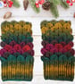 Crochet gloves. Red gold and green dragon scale gloves. Fingerless gloves. - Image 8
