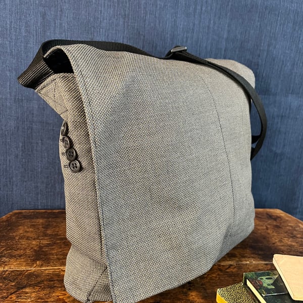 Messenger Bag Recycled Grey Suit Jacket 