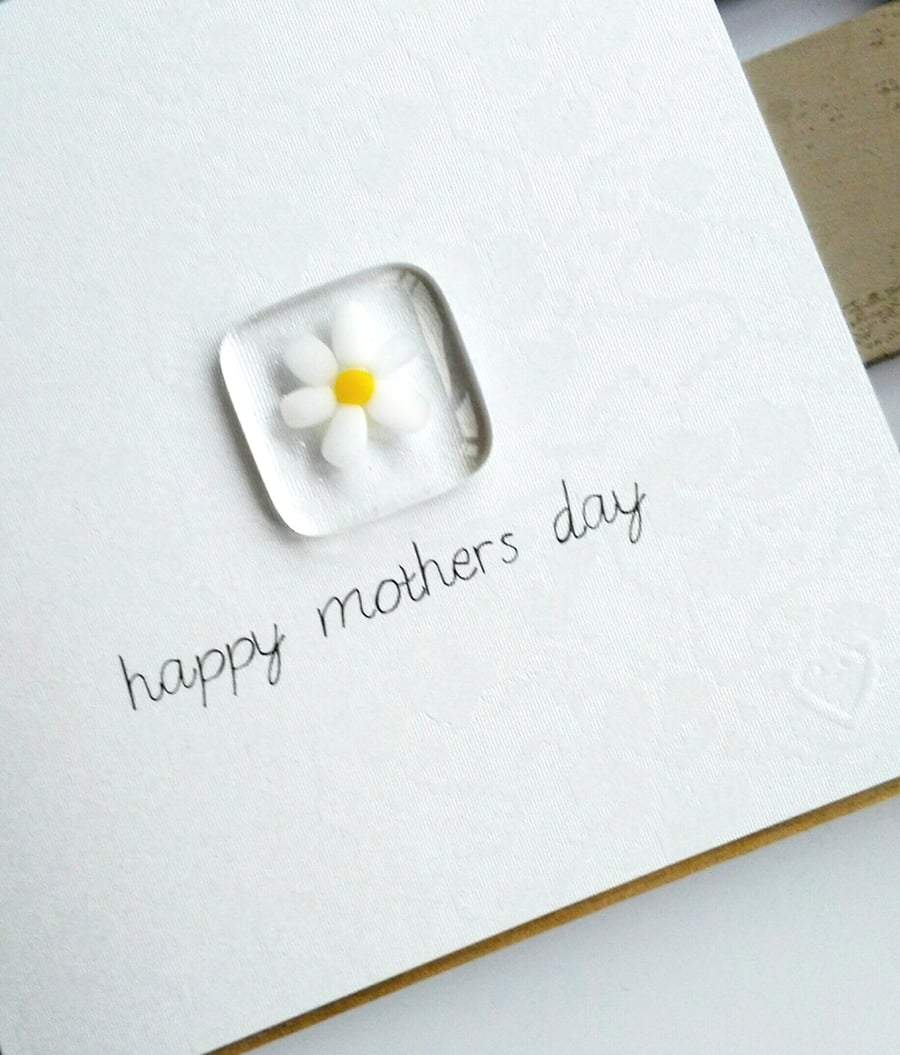mothers day  fused glass flower card 