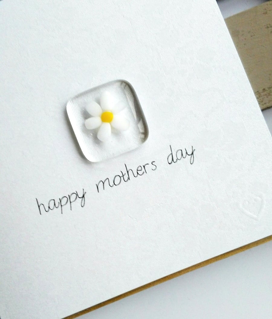 mothers day  fused glass flower card 