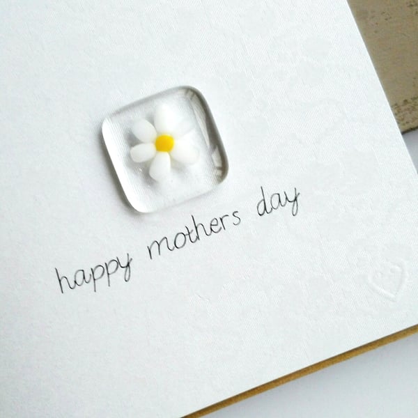 mothers day  fused glass flower card 