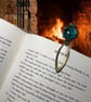 Bookmark, an antique bronze setting with teal coloured wool & silk felt feature