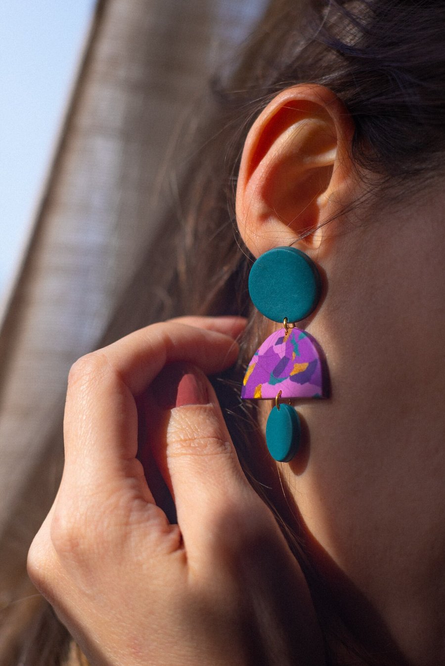 Teal statement earrings deals