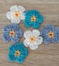 Crochet Forget Me Not flowers- Embellishments- Cardmaking- Sewing crafts