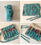 Green Cat roll up pencil case for kids, cats cotton fabric Perfectly Imperfect - Image 6