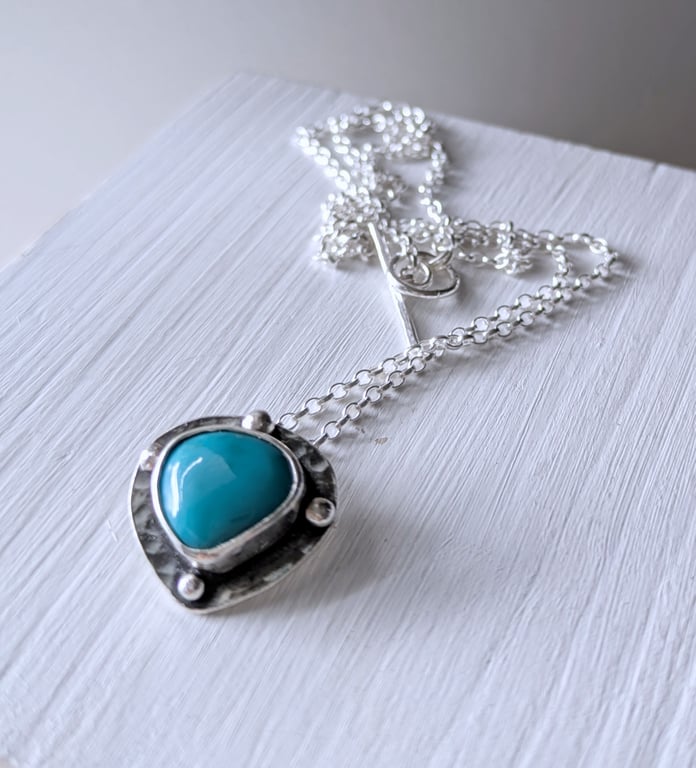 Turquoise Pendant - Mexican turquoise set in sterling silver - 18!" chain