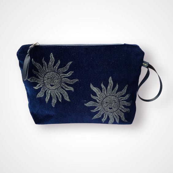 Midnight Blue Sun Velvet Makeup Bag