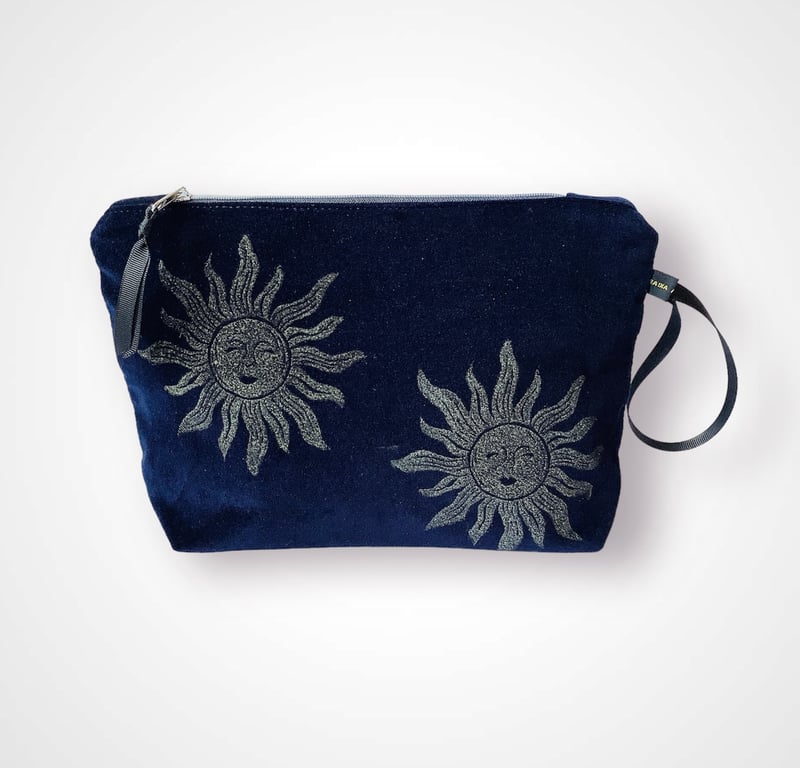 Midnight Blue Sun Velvet Makeup Bag