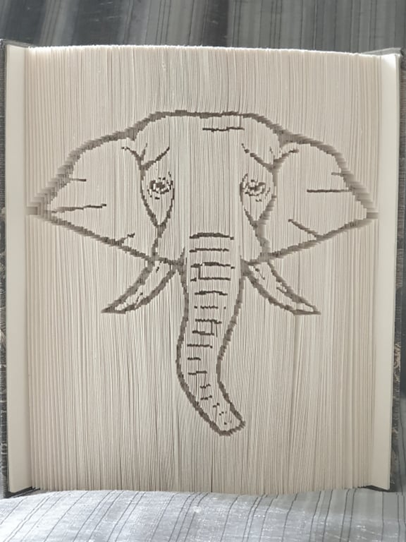 Elephant Face CUT & FOLD Book Folding Pattern - EMAILED PDF PATTERN