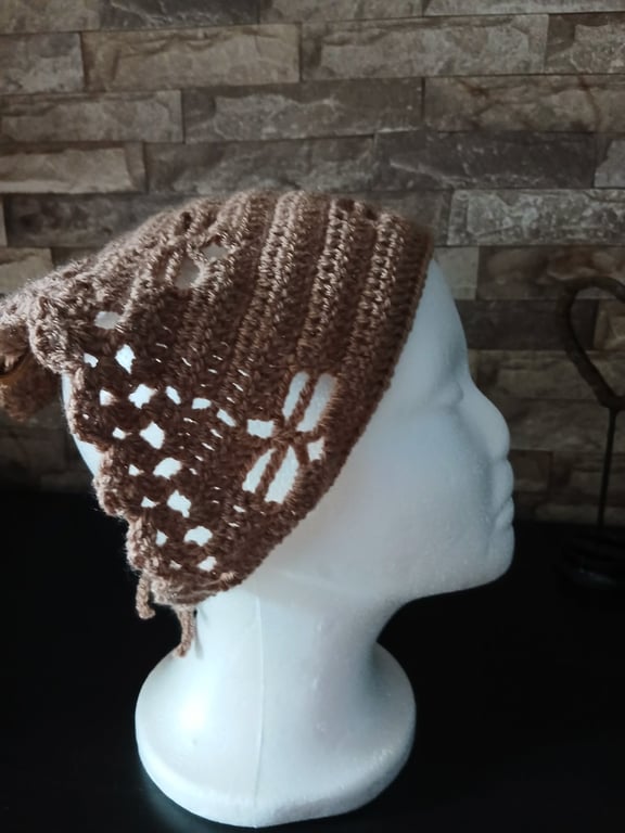 Crochet Dragonfly Bandana - Beige