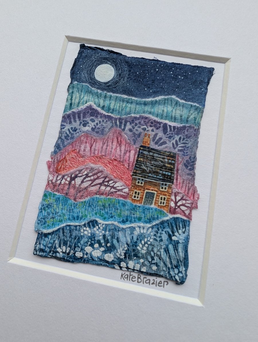 Hope Cottage - Original miniature collage. A5 Mounted