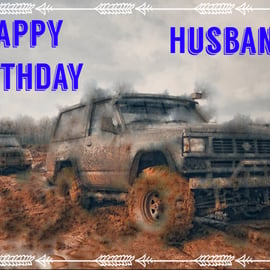 Happy Birthday Husband Off Road Card A5