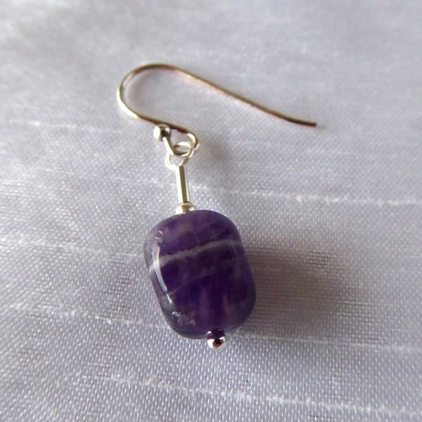 Sterling Silver & Banded Amethyst Single Earring