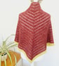 British Wool Scarf, Dahlia Shawl, Red & Yellow Crochet Neck Warmer - Image 4