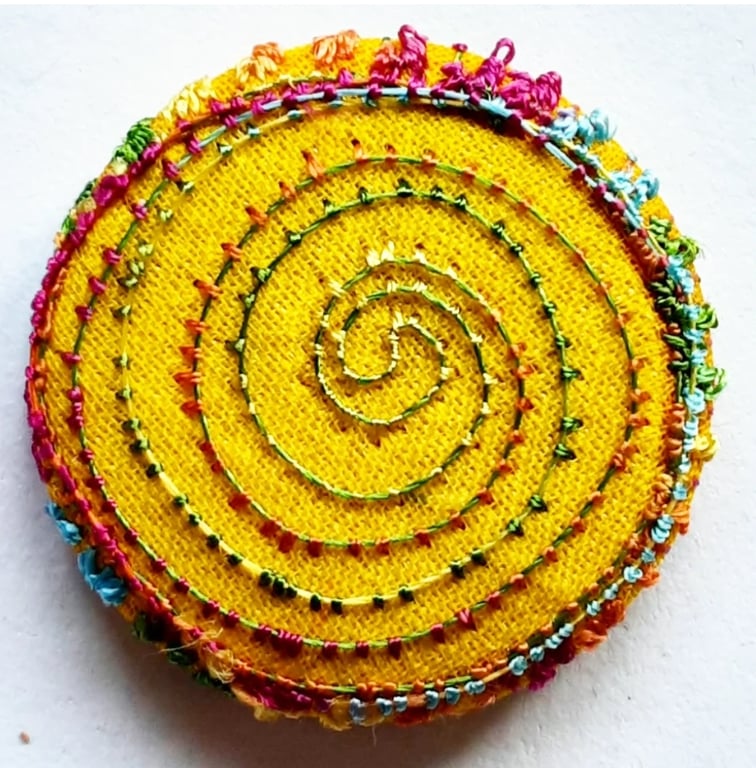 Buttons 1 inch button Hand Dyed Silks and Cottons Free Machine Embroidery Button