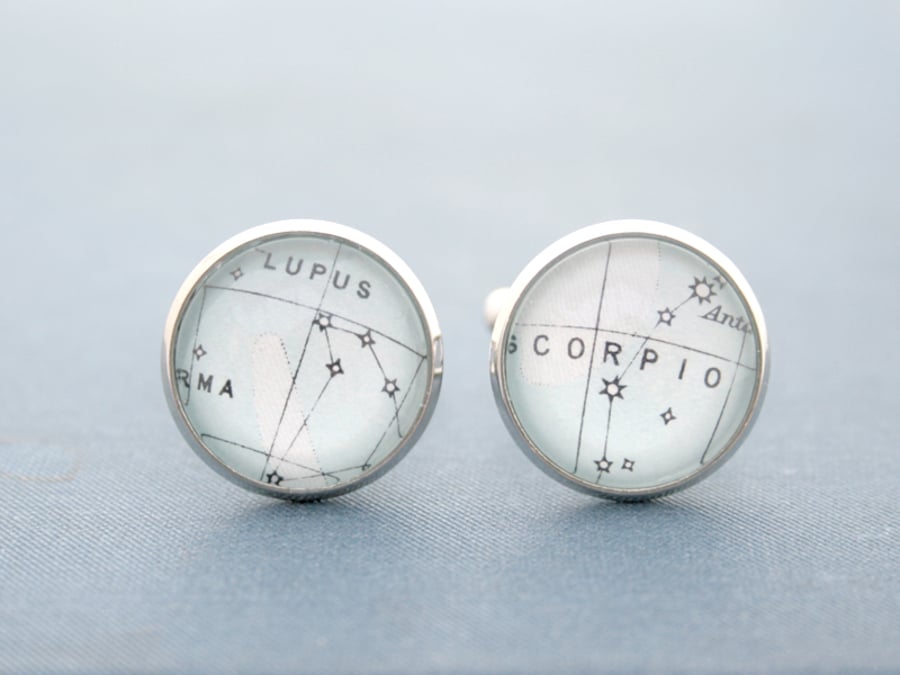 Night Sky View Cuff Links Heaven Map Custom Constellation Zodiac Cufflinks