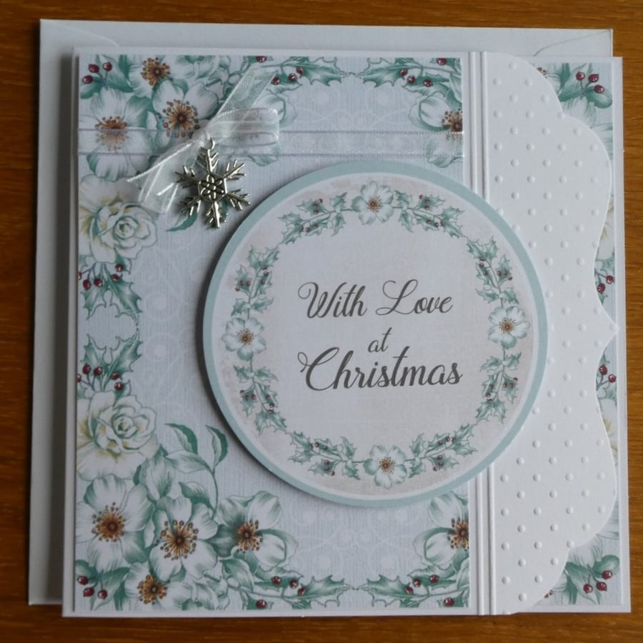 Sale - With Love at Christmas Snowflake Charm Card