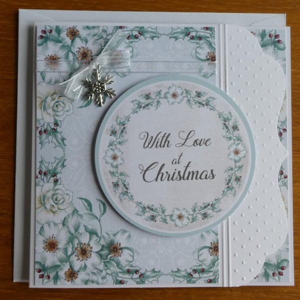 Sale - With Love at Christmas Snowflake Charm Card