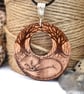 Sleeping Fox Pyrography Wood Pendant Necklace - Image 1