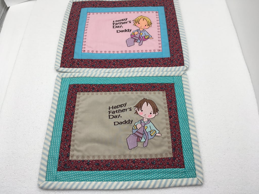 Father’s Day Gift. Coffee Coaster for Dad. Mug Rug for Daddy. Tea and Biscuits.