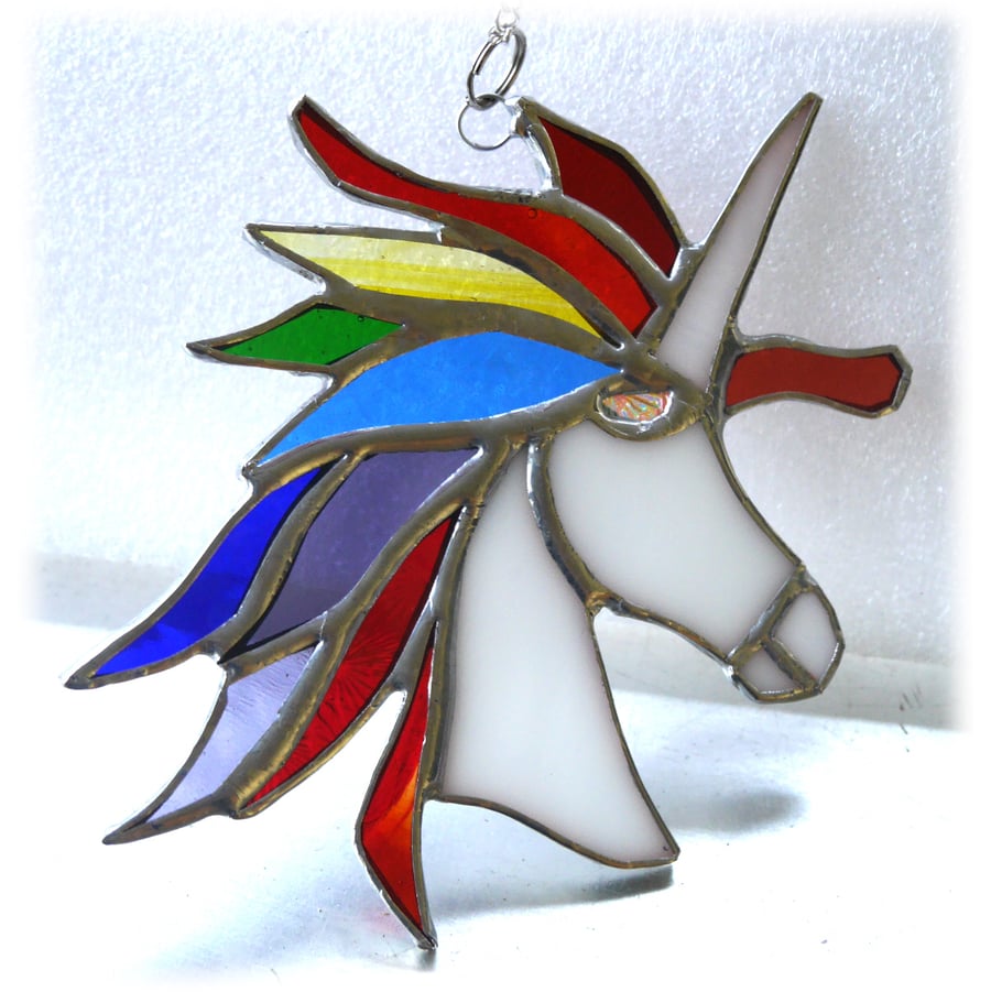 Unicorn Suncatcher Stained Glass Handmade 019 R... Folksy