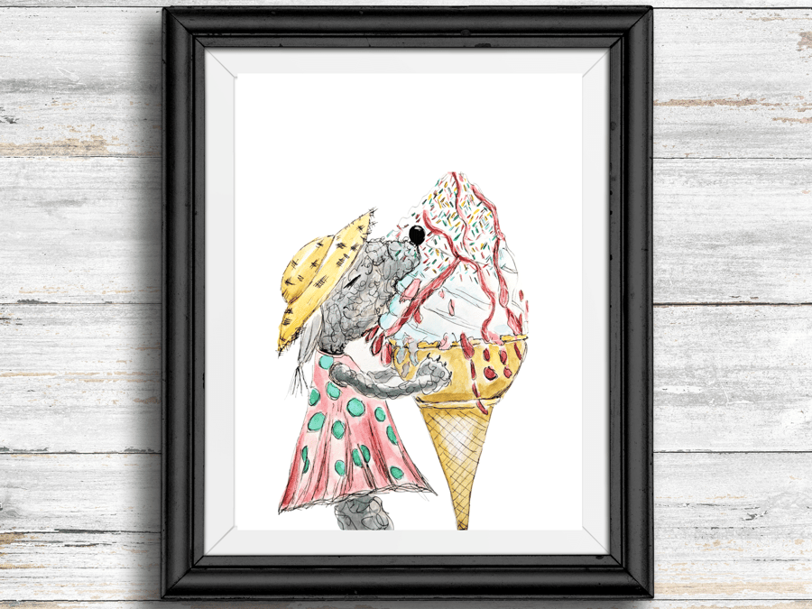 Bedlington Terrier A4 print, quirky illustration for dog lovers, fun art 