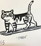 Tabby Cat hand printed linocut print - Image 4