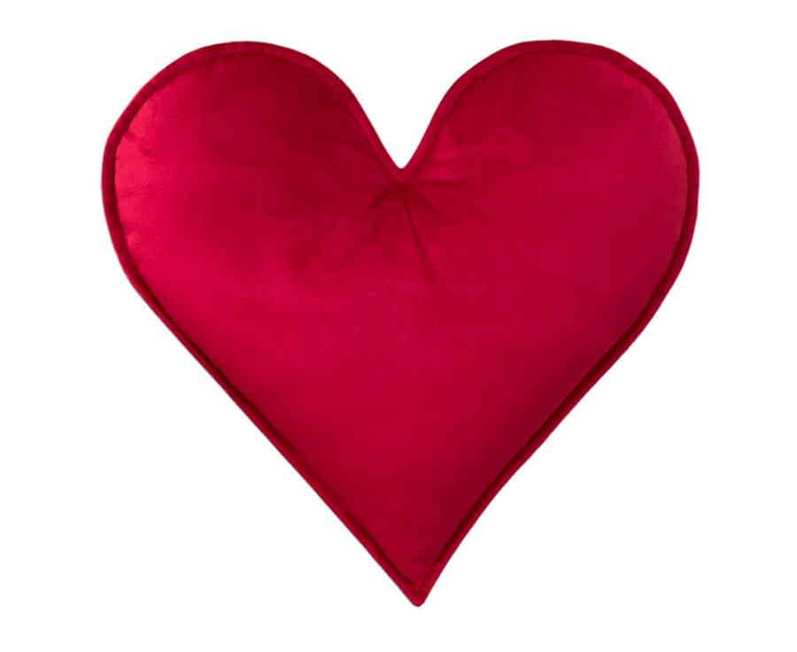 Raspberry Red Velvet Heart Shaped Cushion Throw Decor Velentine's Day Pillow