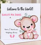 Personalised Baby Girl Welcome Card - Cute Teddy Bear New Baby Card