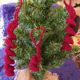 Set of Three Crocheted Spiral Decorations