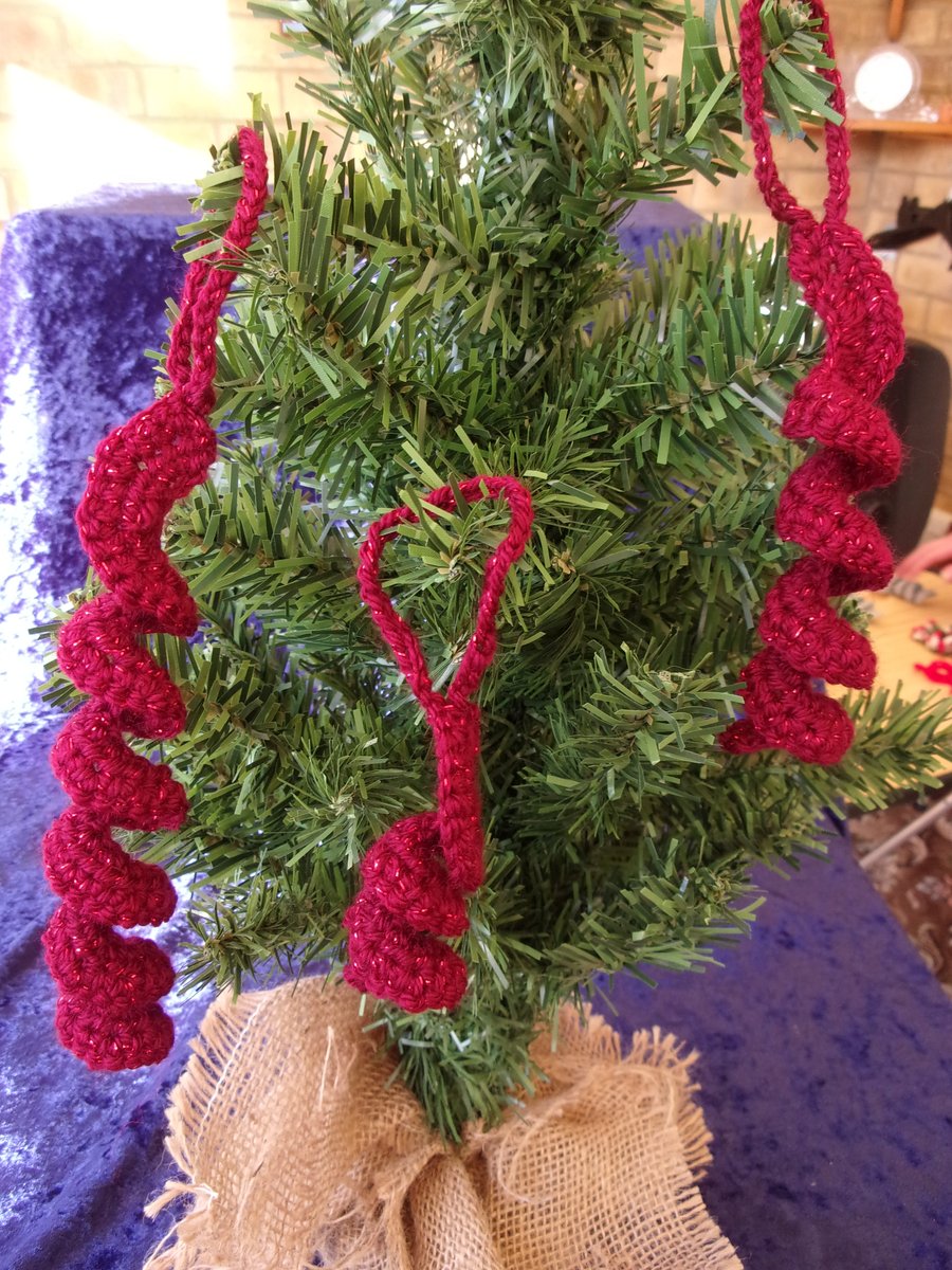 Set of Three Crocheted Spiral Decorations