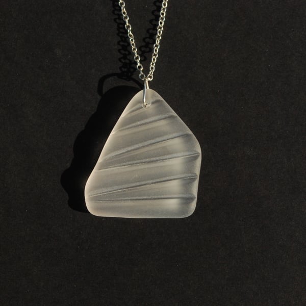 Beach glass pendant from cut glass