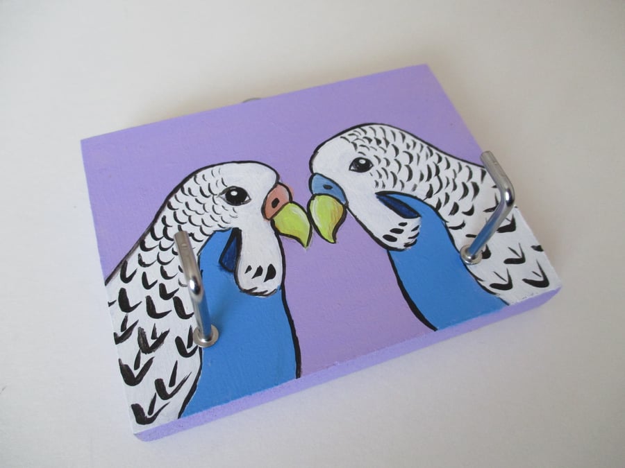 Budgie Budgerigar Key Holder Rack Original Painting Bird Gift