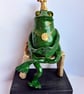 Handmade Ceramic Frog Prince Sculpture Quirky Animal Ornament, Unique Fun Gift, 
