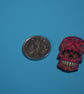 Wooden Shaped Skull Buttons Red Pink 6pk Day of the Dead Button 25mmx15mm (SK6) - Image 2