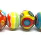 Handmade Lampwork Glass Beads – Orange Owl, Lime Green & Rainbow Dot Set of 9 - Image 4
