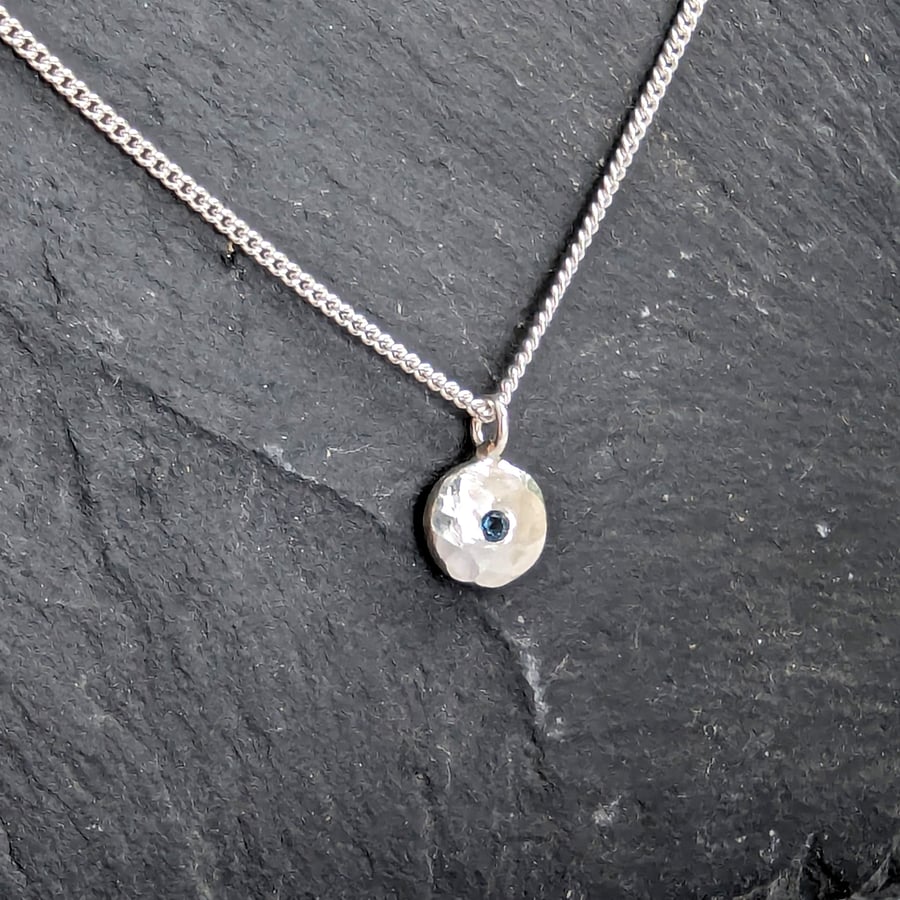 LONDON BLUE TOPAZ Handmade Sterling Silver Pebble Pendant