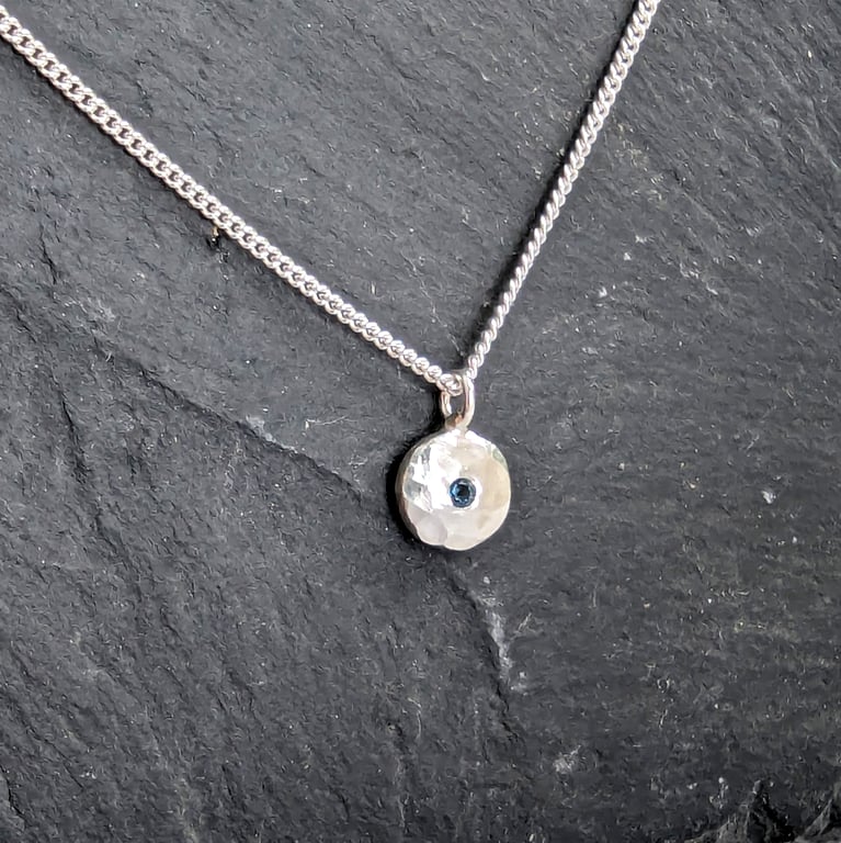 LONDON BLUE TOPAZ Handmade Sterling Silver Pebble Pendant