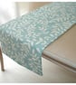 Table Runner 4ft Duck Egg Blue Leaves 48" Coffee Console Piano Runner