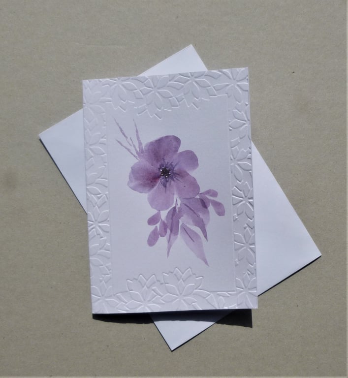 greetings card hand painted blank card ( ref F 471.A1 )