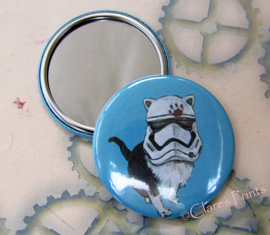 Stormtrooper Cat Art 58mm Pocket Mirror Animal Cats Star Wars 