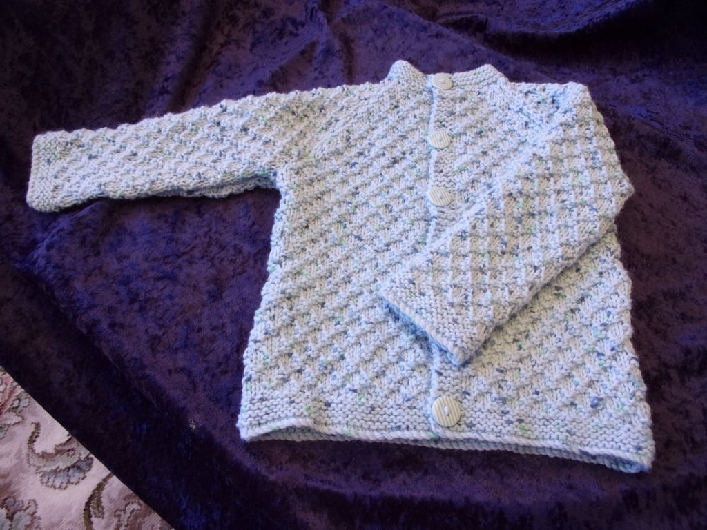 18 inch Blue Round Neck Cardigan