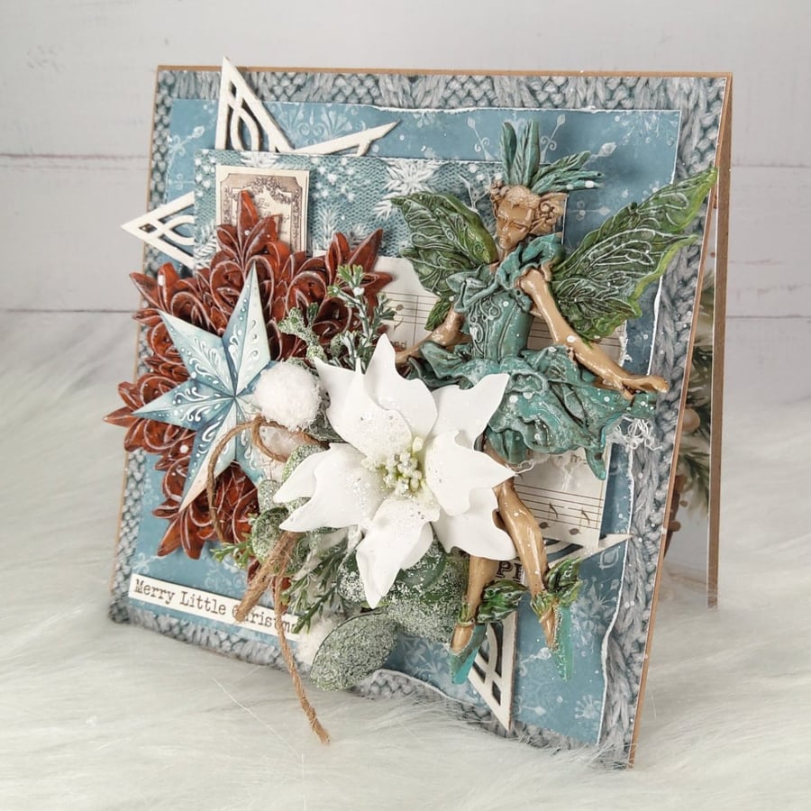 Handmade Chrismtas card with Fairy(26) 