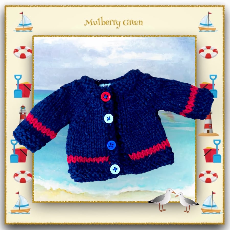 Navy and Red Nautical Cardigan 