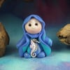 Spring Sale ... Tiny Magical Gnome 'Joni' with seahorse  OOAK Sculpt